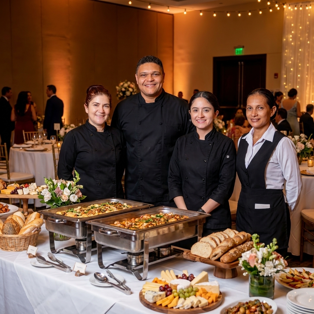 Chef y equipo en evento